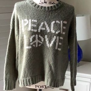 Wooden ships peace and love sweater sz Xsan